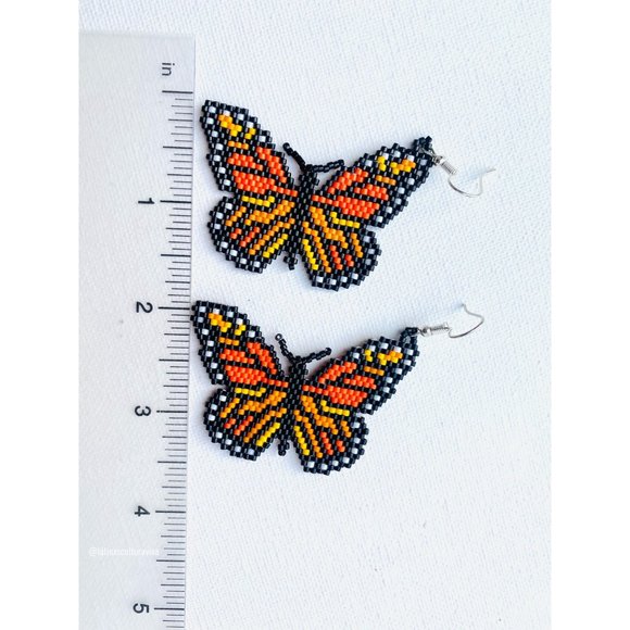 Mexican Earrings Huichol Earrings Floral Mexican Earrings, Boho Floral Earrings, - Picture 6 of 7